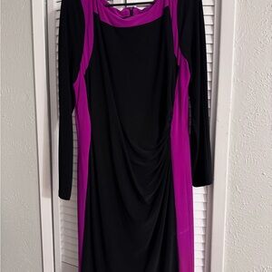 Ralph Lauren Black and Purple Long Sleeve Dress